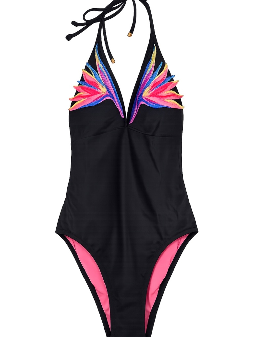 Black One-Piece Swimsuit with Embroidered Bust. Victoria Secret. Large
